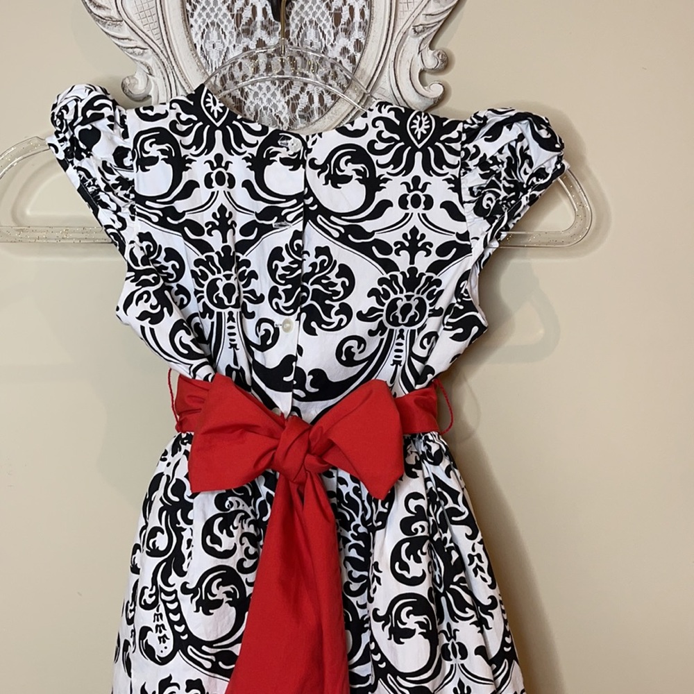 Black Demask Dress with Red Sash By LeZaMe C-17 - Picture 4 of 7